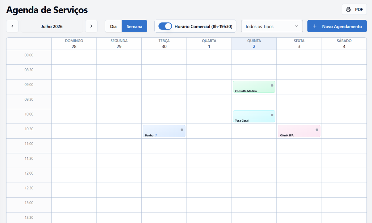 PetSys - Agenda de serviços do dia a dia